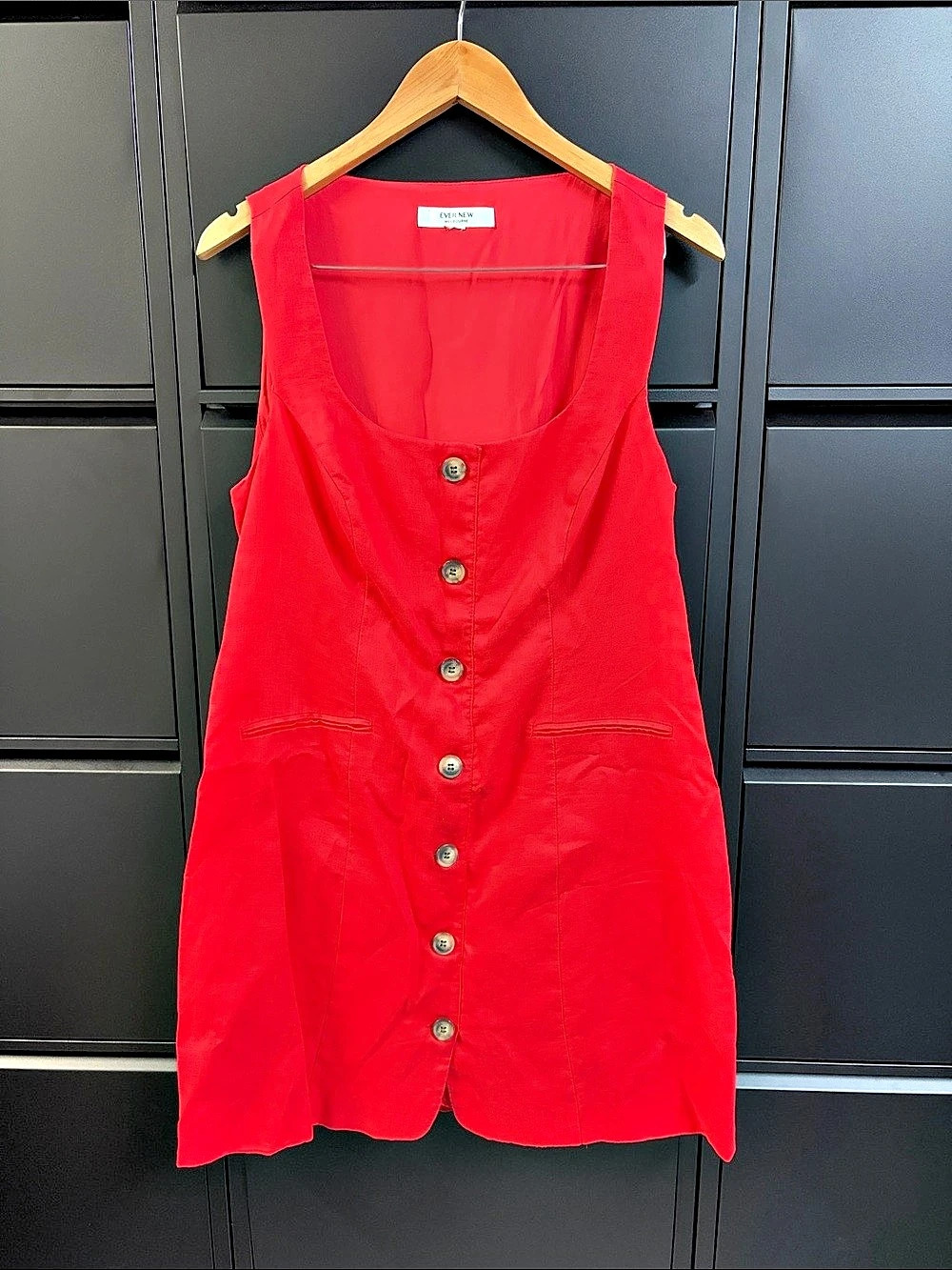 Ever New Red Button Front Mini Dress Like New